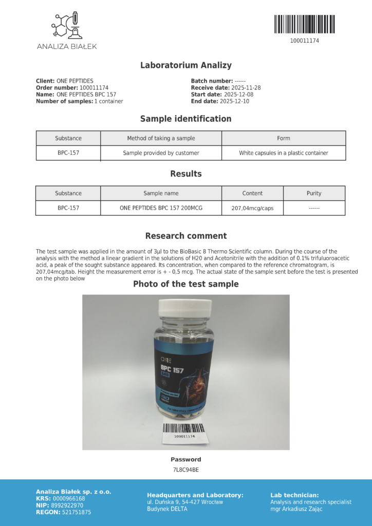 BPC-157 CAPS analiza, badania