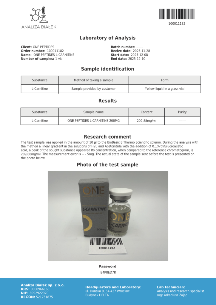 CARNITINE 200MG analiza, badania