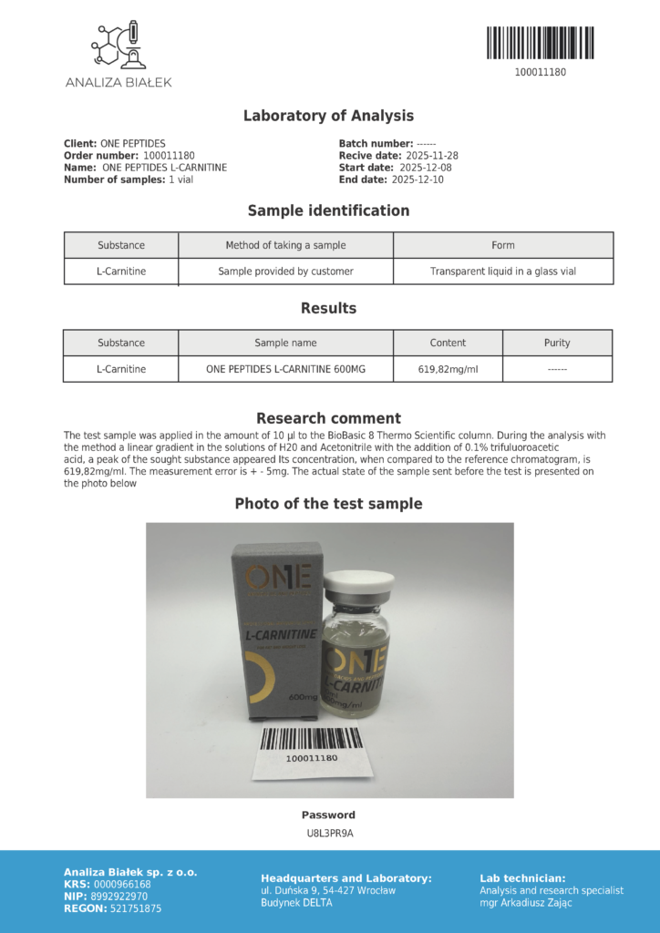 CARNITINE 600MG analiza, badania