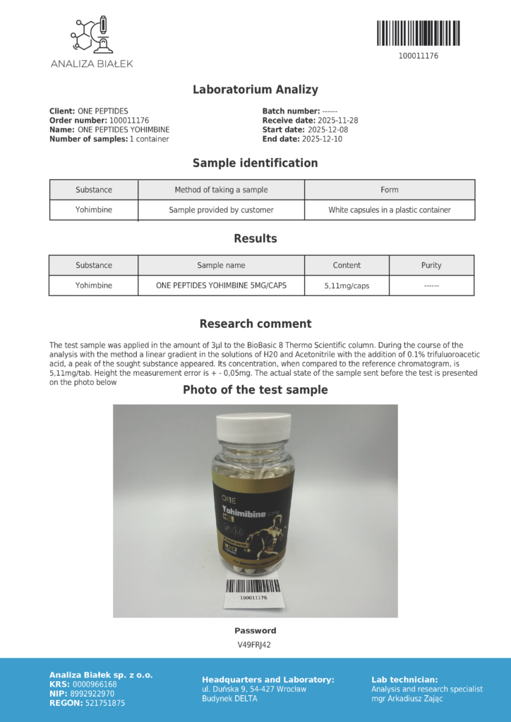 YOHIMBINE CAPS analiza, badania