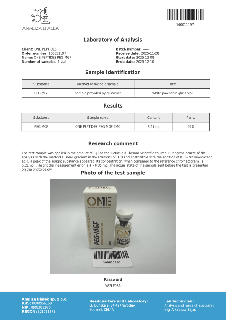 PEG-MGF analiza, badania