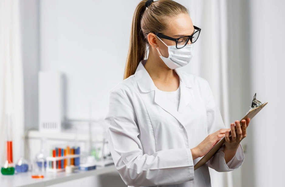 kobieta analizuje certyfikat hplc