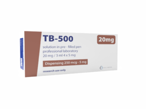 TB-500 PEN 20 MG - One Peptides Pudełko TB-500 20 mg PEN – odczynnik peptydowy w aplikatorze ułatwijącym porcjowanie substancji.
